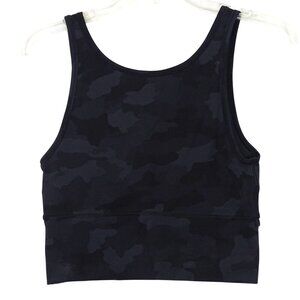 Lululemon Longline Sports Bra Women Size S Black Gray Camo Unlined NO Padding